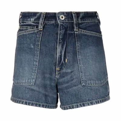 (Women) KENZO SS23 High-Waist Mini Denim Shorts Indigo Blue FD52DS2246B2-DD