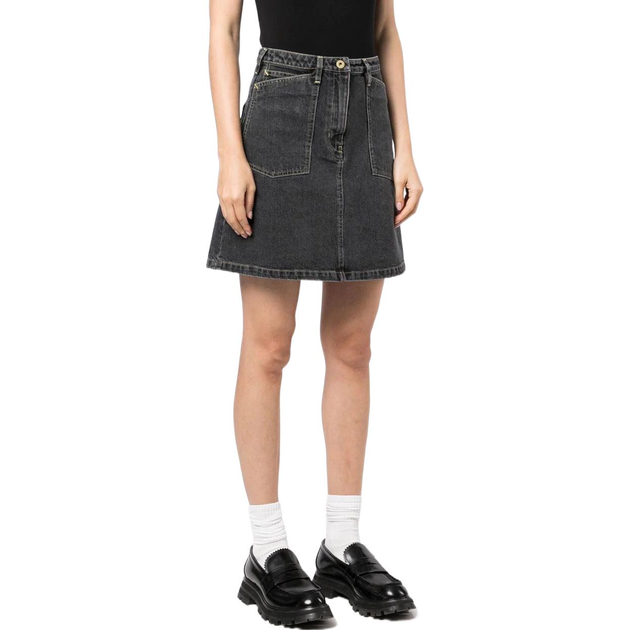 Purchase (W) KENZO SS23 Skirt Denim Pendek Kelabu Gelap Pinggang Tinggi Bleach FD52DJ2696C2-88