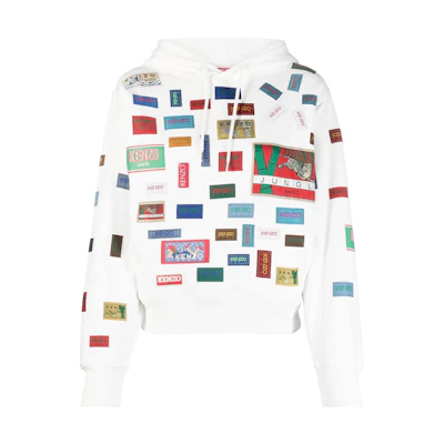 (Women) KENZO SS23 Logo Patch Hoodie - White FD52SW0154MQ-02