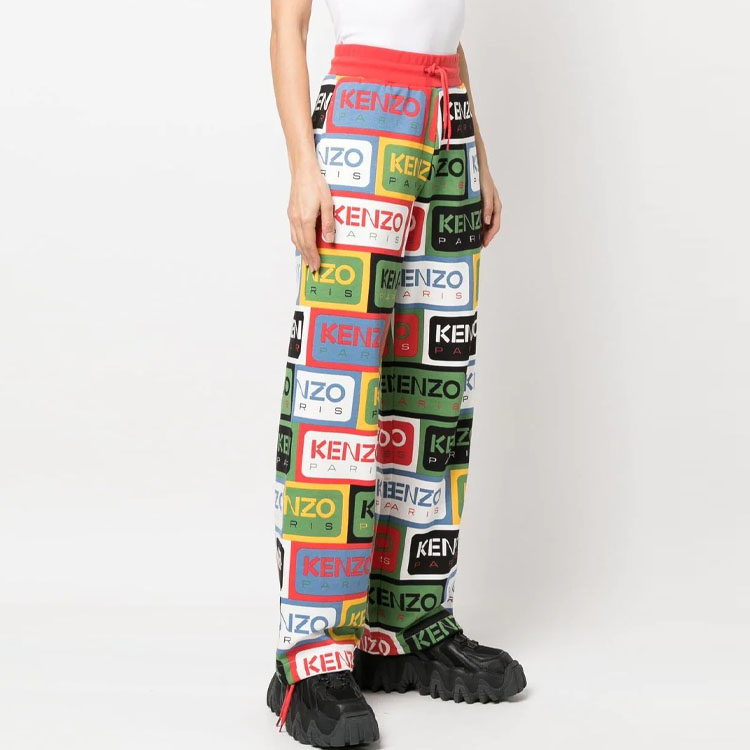 Purchase (Women) KENZO SS23  Logo Print Colorblock Drawstring Joggers Multicolor FD52PA7024MF-MU