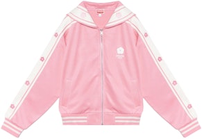 (Women) KENZO SS23 Pink Floral Embroidery Striped Zip-Up Jacket. FD52SW0284IE-30 (Women) KENZO SS23 Pink Floral Embroidery Striped Zip-Up Jacket. FD52SW0284IE-30