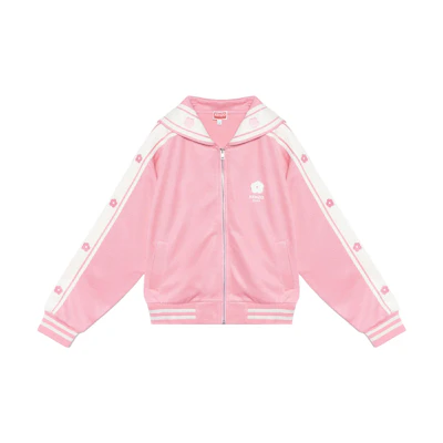 (Women) KENZO SS23 Pink Floral Embroidery Striped Zip-Up Jacket. FD52SW0284IE-30