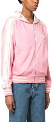 (Women) KENZO SS23 Pink Floral Embroidery Striped Zip-Up Jacket. FD52SW0284IE-30 Details for (Women) KENZO SS23 Pink Floral Embroidery Striped Zip-Up Jacket. FD52SW0284IE-30