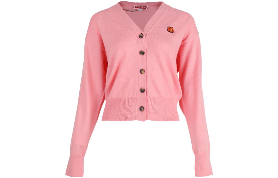 Order (W) KENZO SS23 Cárdigan Rosa de Punto con Escote en V y Diseño Bordado. FD52CA3833LB-30