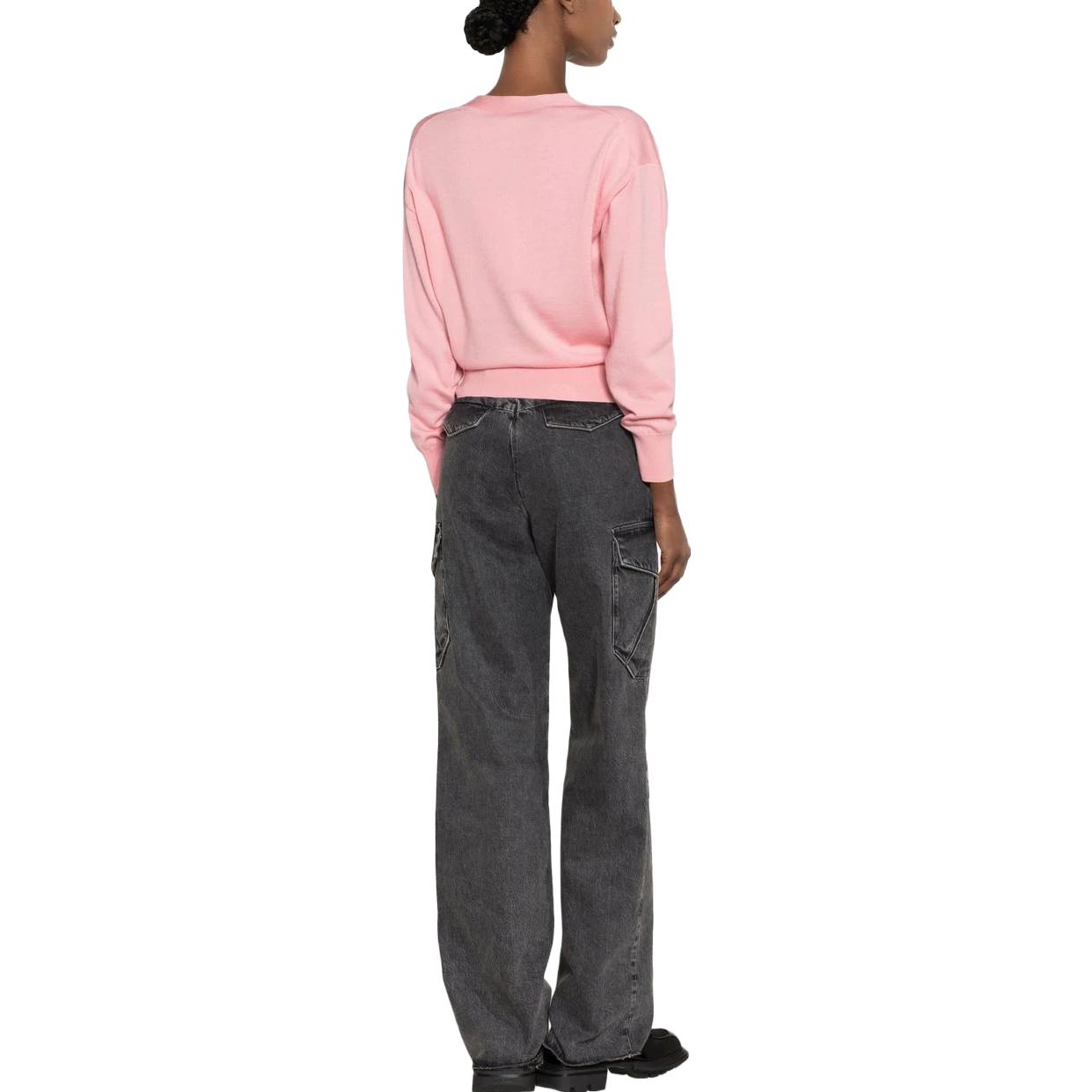 Shop (W) KENZO SS23 Cárdigan Rosa de Punto con Escote en V y Diseño Bordado. FD52CA3833LB-30