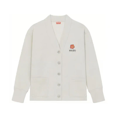 (Women) KENZO SS23 Solid Color Knit Cardigan White FD52SW0374ME-93