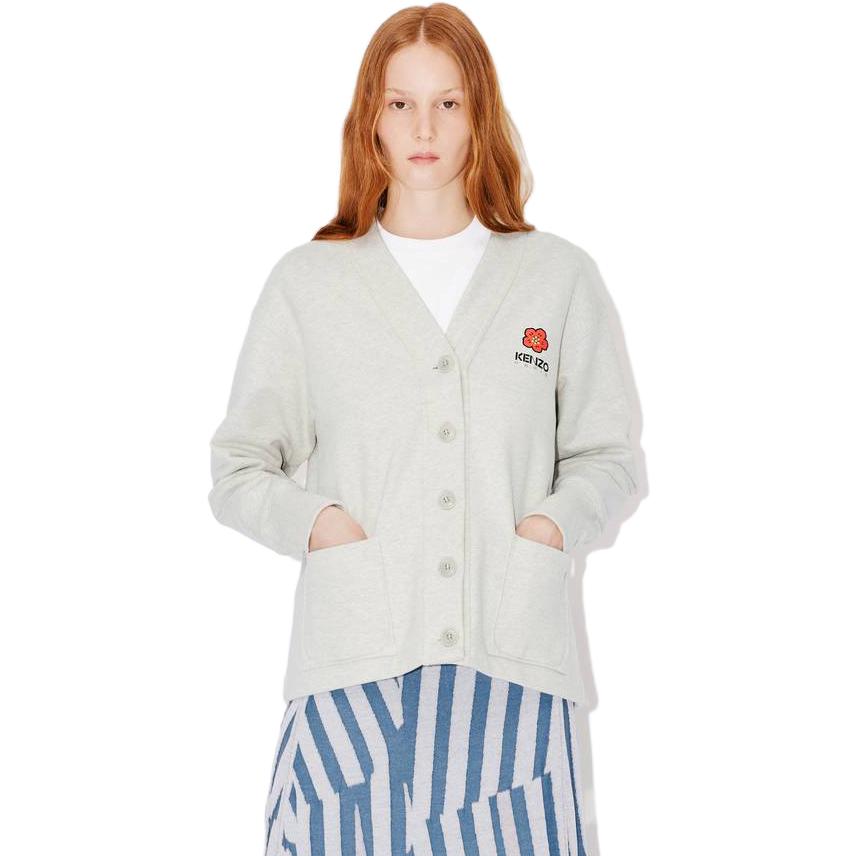 Shop (W) KENZO SS23 Kardigan Rajut Warna Solid Putih FD52SW0374ME-93