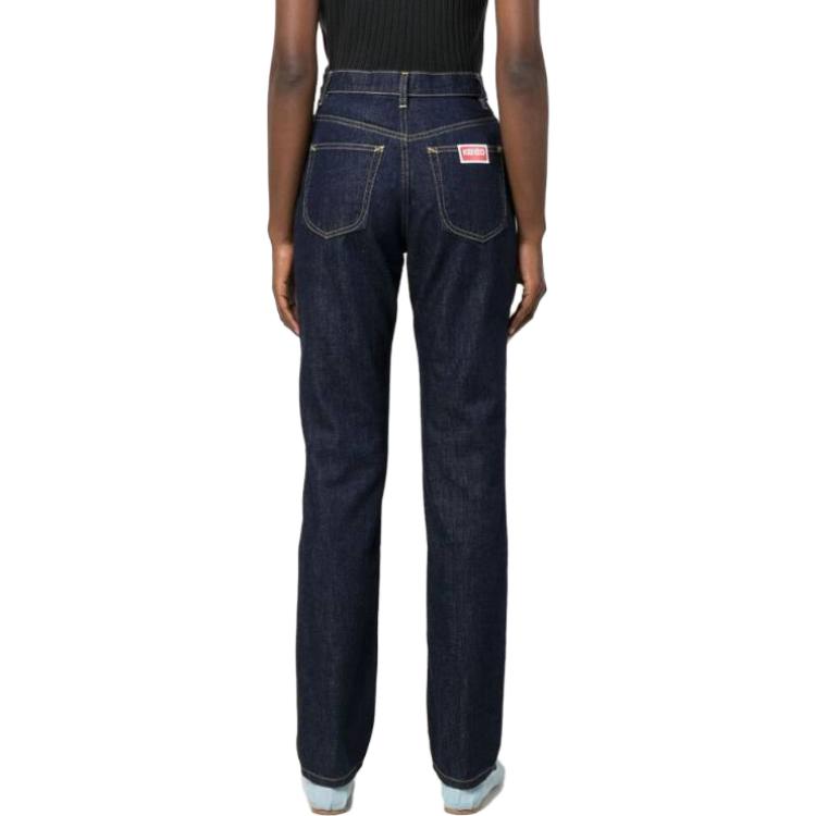 Shop (Women) KENZO SS23  Solid Straight Fit Blue Jeans FD62DP2106B1DM