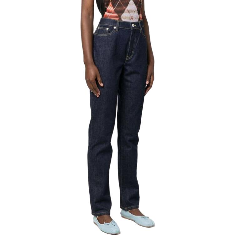 Purchase (Women) KENZO SS23  Solid Straight Fit Blue Jeans FD62DP2106B1DM