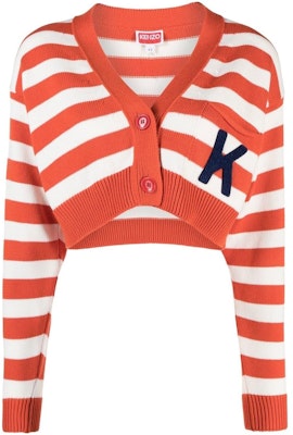 (W) KENZO SS23 스트라이프 레터 V넥 니트 탑 오렌지. FD52CA3563CG-21 Buy (W) KENZO SS23 스트라이프 레터 V넥 니트 탑 오렌지. FD52CA3563CG-21