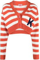 Order (Women) KENZO SS23 Striped Letter V-Neck Knit Top in Orange. FD52CA3563CG-21