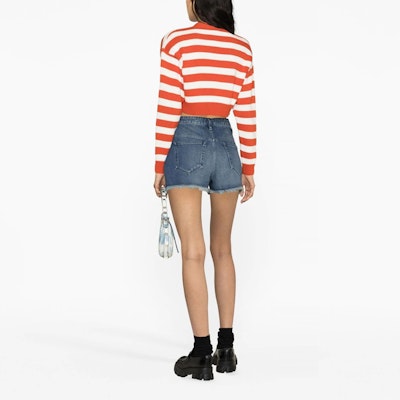 (W) KENZO SS23 스트라이프 레터 V넥 니트 탑 오렌지. FD52CA3563CG-21 Shop (W) KENZO SS23 스트라이프 레터 V넥 니트 탑 오렌지. FD52CA3563CG-21