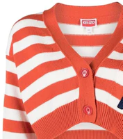 Details for (Women) KENZO SS23 Striped Letter V-Neck Knit Top in Orange. FD52CA3563CG-21