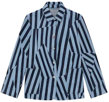 (Women) KENZO SS23 Striped Long-Sleeve Denim Jacket Blue. FD62DV2436R1-DM (Women) KENZO SS23 Striped Long-Sleeve Denim Jacket Blue. FD62DV2436R1-DM