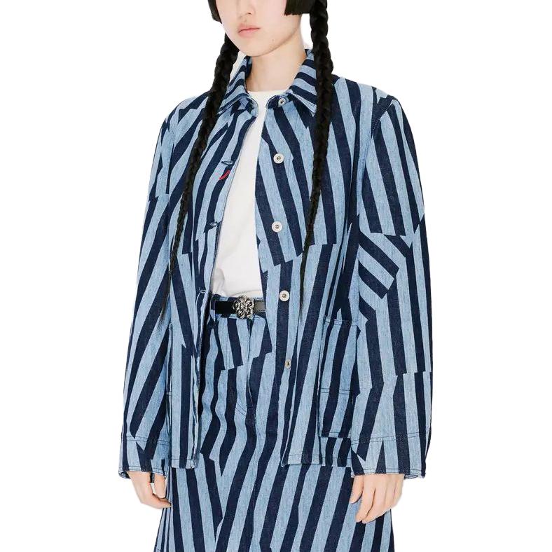 Details for (W) KENZO SS23 蓝色条纹长袖牛仔夹克. FD62DV2436R1-DM
