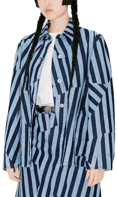 (W) KENZO SS23 蓝色条纹长袖牛仔夹克. FD62DV2436R1-DM Details for (W) KENZO SS23 蓝色条纹长袖牛仔夹克. FD62DV2436R1-DM