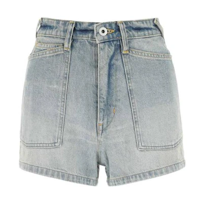 (Women) KENZO SS23 Washed High-Waist Denim Shorts Light Blue. FD52DS2246B3-DY