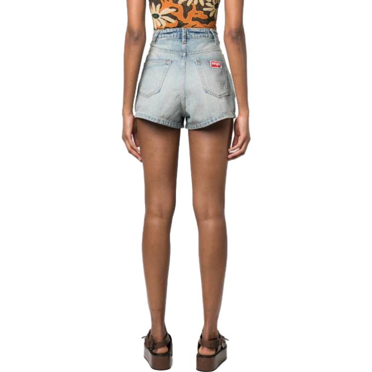 Purchase (Women) KENZO SS23  Washed High-Waist Denim Shorts Light Blue. FD52DS2246B3-DY
