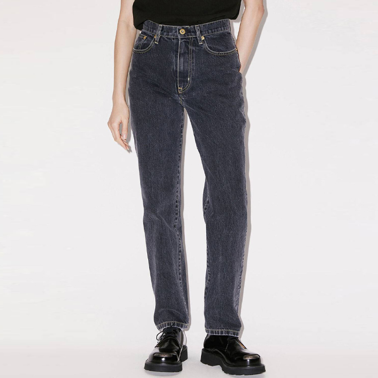 Purchase (Women) KENZO SS23  Washed High-Waist Straight-Leg Jeans Black FD52DP2106C2-BB