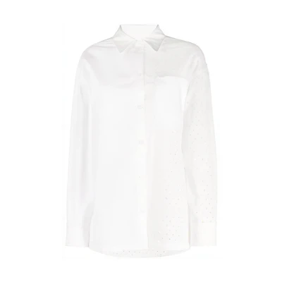 (Women) KENZO SS23 White Long Sleeve Solid Cutout Casual Shirt. FD52CH0789FG-02