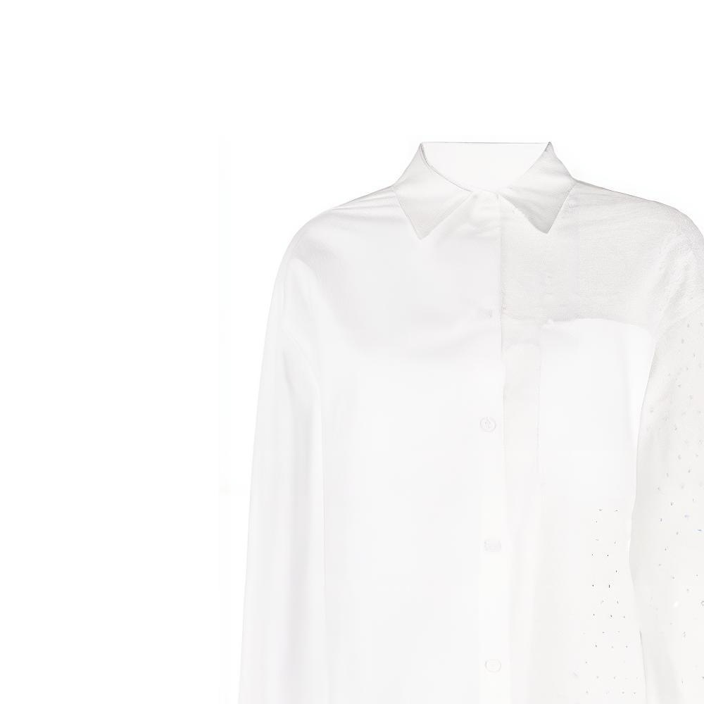 Details for (W) KENZO SS23 Camisa Casual Blanca de Manga Larga con Detalles Recortados. FD52CH0789FG-02