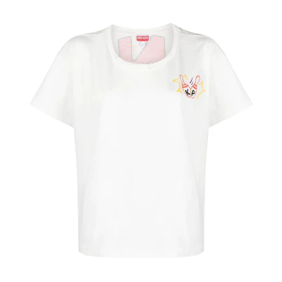 (Women) KENZO SS23 White T-Shirt with Letter Logo Print Design. FD52TS0504SO-02