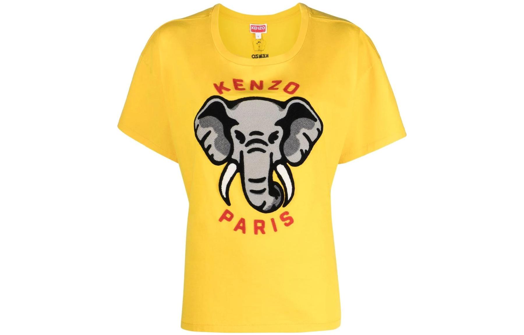 (Women) KENZO SS23  Yellow Cartoon Graphic Crewneck Short Sleeve T-Shirt. FD52TS0024SO-40