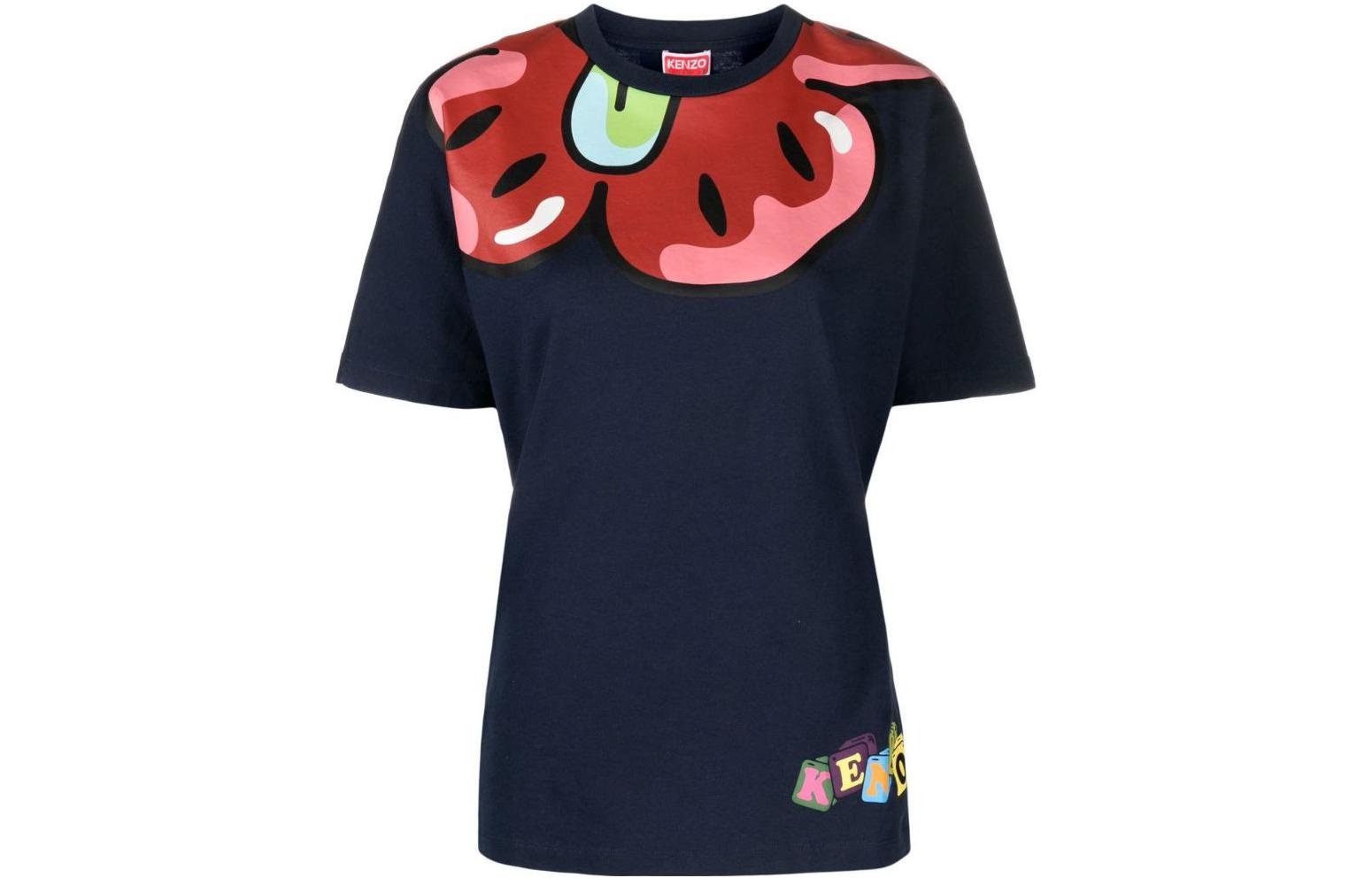 Order (W) KENZO SS23 BOKE BOY Camiseta Gráfica Cuello Redondo Azul FD52TS0224SG-77