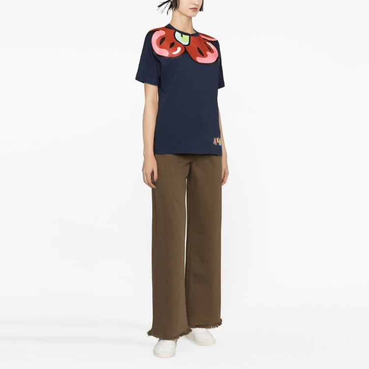 Purchase (W) KENZO SS23 BOKE BOY Camiseta Gráfica Cuello Redondo Azul FD52TS0224SG-77