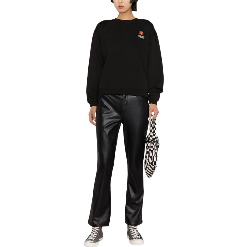 Shop (Women) KENZO SS23 Boke Flower Logo Embroidered Crewneck Sweatshirt  Black FD52SW0404MF-99J