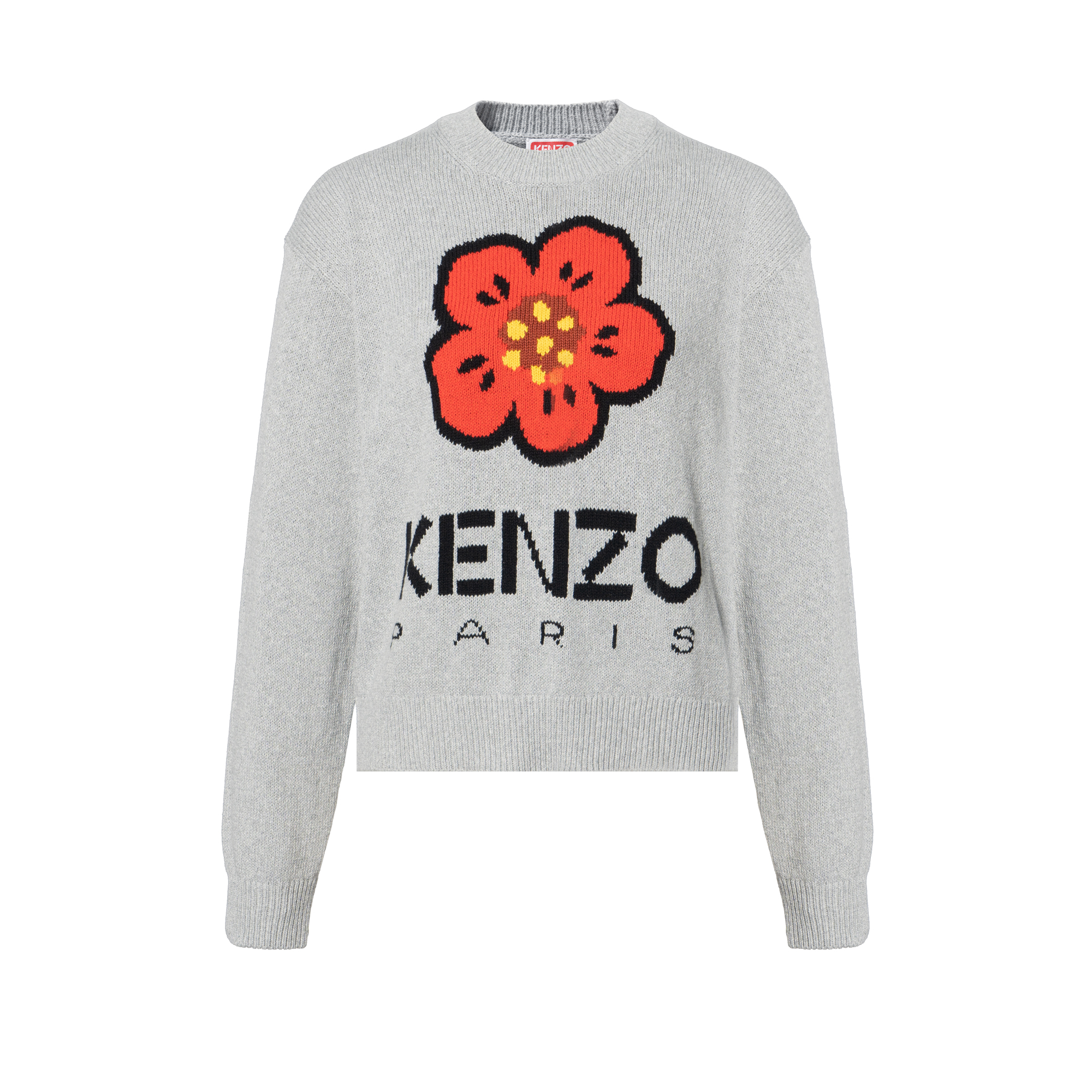 (Women) KENZO SS23 Boke Flower Logo Knit Sweater  Pearl Grey. FD52PU3803LD-94