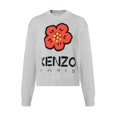 (Women) KENZO SS23 Boke Flower Logo Knit Sweater Pearl Grey. FD52PU3803LD-94