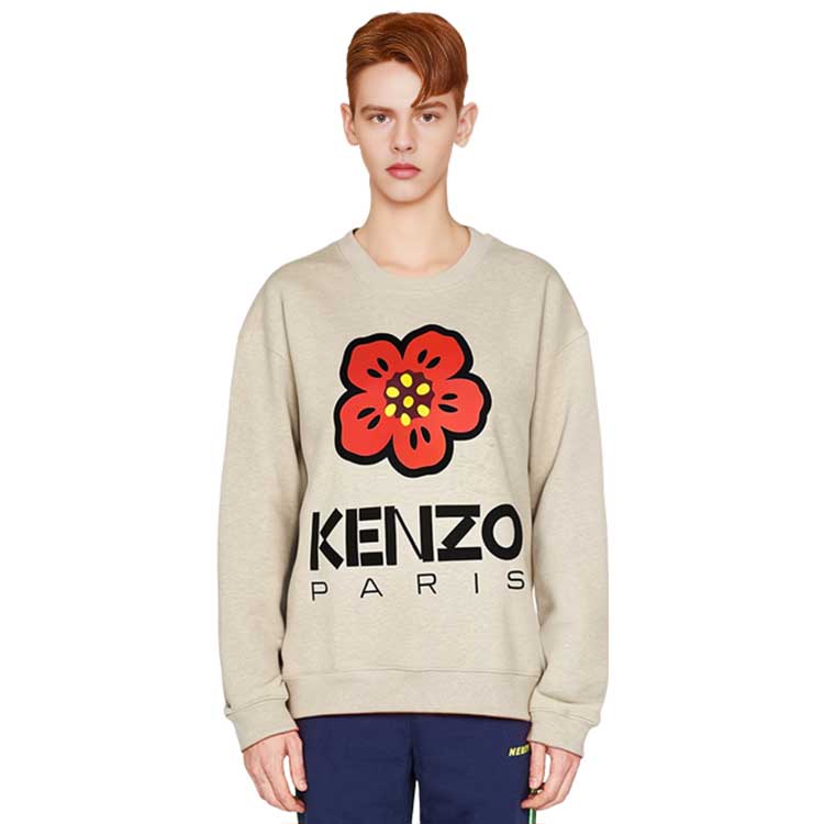 Shop (Women) KENZO SS23 Boke Flower Logo Print Crewneck Long Sleeve Sweatshirt Women Off-White FD52SW0364ME93
