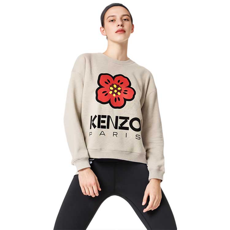 Purchase (Women) KENZO SS23 Boke Flower Logo Print Crewneck Long Sleeve Sweatshirt Women Off-White FD52SW0364ME93