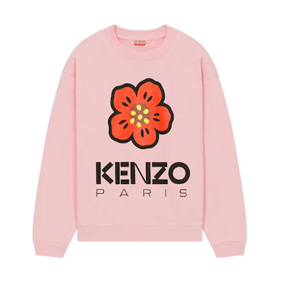 (Women) KENZO SS23 Boke Flower Logo Print Pink Long Sleeve Sweatshirt for Women. FD52SW0364ME-30