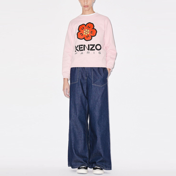 Shop (W) KENZO SS23 ボケフラワーロゴプリント ピンク 長袖 スウェット 女性用 FD52SW0364ME-30