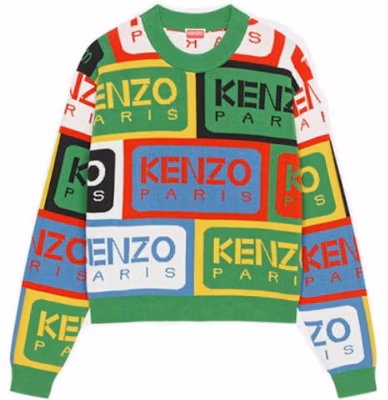 (Women) KENZO SS23 Colorblock Logo Print Knit Sweater Women Multicolor FD52PU3673CD-MU Buy (Women) KENZO SS23 Colorblock Logo Print Knit Sweater Women Multicolor FD52PU3673CD-MU