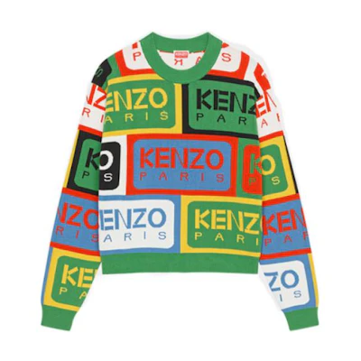 (Women) KENZO SS23 Colorblock Logo Print Knit Sweater Women Multicolor FD52PU3673CD-MU