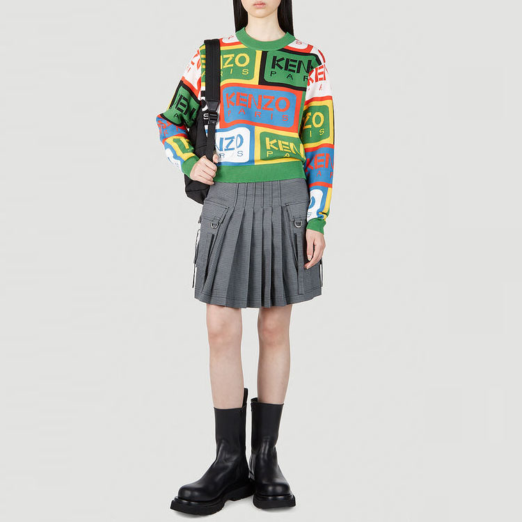 (Women) KENZO SS23 Colorblock Logo Print Knit Sweater Women Multicolor FD52PU3673CD-MU 圖 4