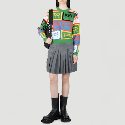 (Women) KENZO SS23 Colorblock Logo Print Knit Sweater Women Multicolor FD52PU3673CD-MU Shop (Women) KENZO SS23 Colorblock Logo Print Knit Sweater Women Multicolor FD52PU3673CD-MU