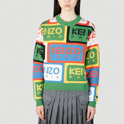 (Women) KENZO SS23 Colorblock Logo Print Knit Sweater Women Multicolor FD52PU3673CD-MU Purchase (Women) KENZO SS23 Colorblock Logo Print Knit Sweater Women Multicolor FD52PU3673CD-MU