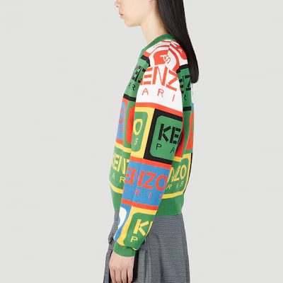 (Women) KENZO SS23 Colorblock Logo Print Knit Sweater Women Multicolor FD52PU3673CD-MU Sizing (Women) KENZO SS23 Colorblock Logo Print Knit Sweater Women Multicolor FD52PU3673CD-MU