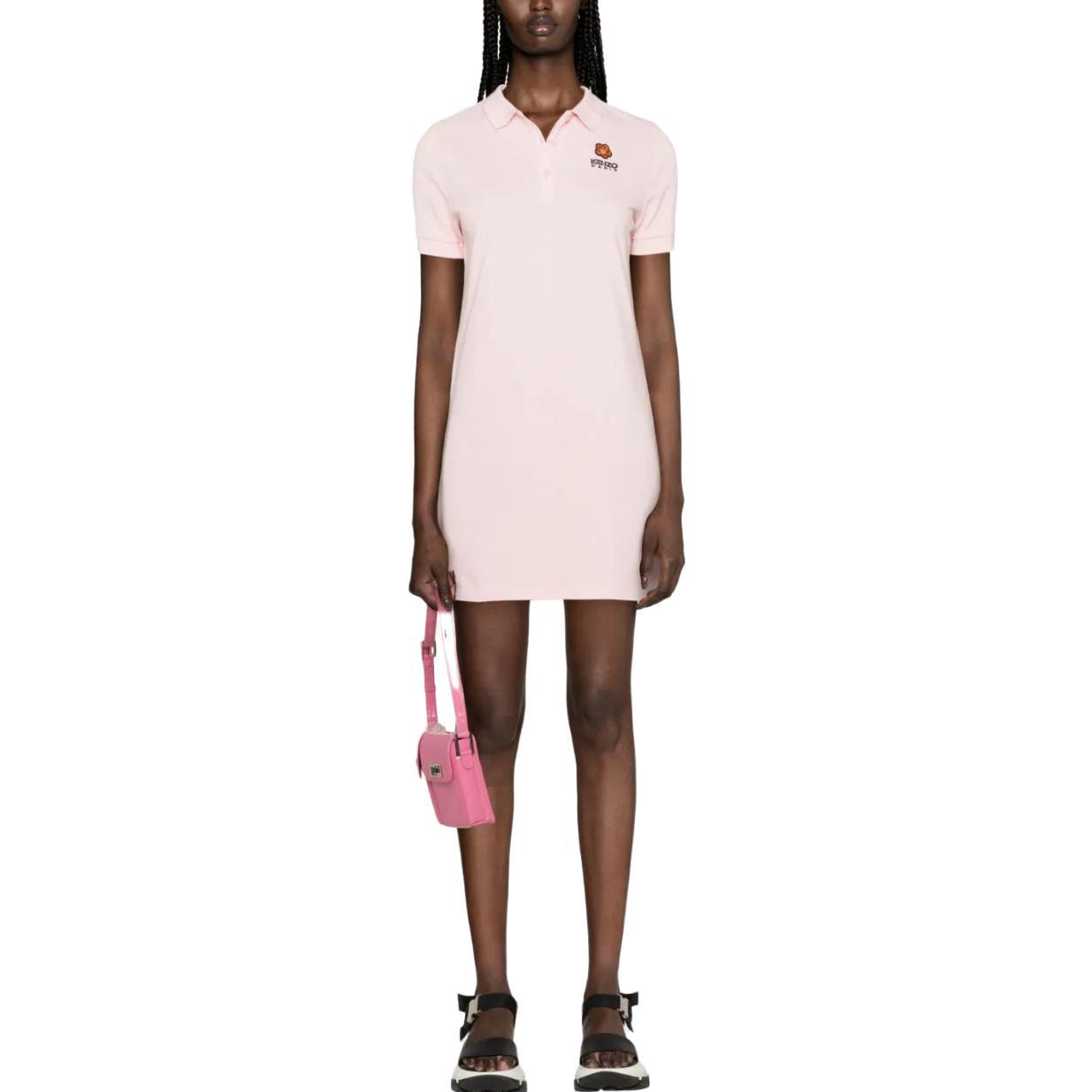 Lookbook (W) KENZO SS23 女士粉色字母印花短袖翻领连衣裙 FC62RO7074PU-34