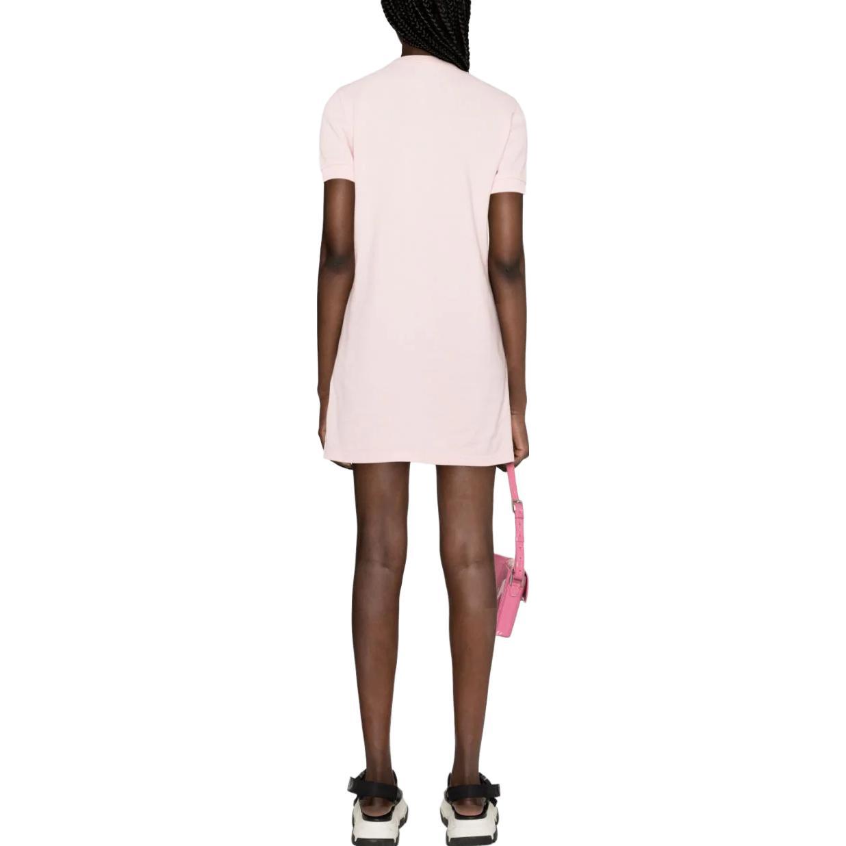 Shop (W) KENZO SS23 女士粉色字母印花短袖翻领连衣裙 FC62RO7074PU-34