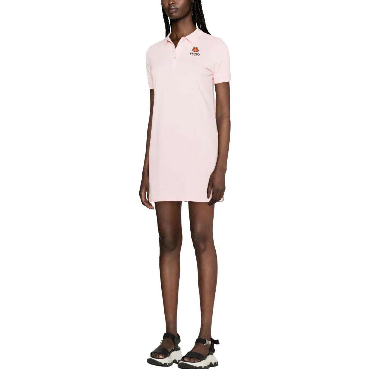 Purchase (W) KENZO SS23 女士粉色字母印花短袖翻领连衣裙 FC62RO7074PU-34