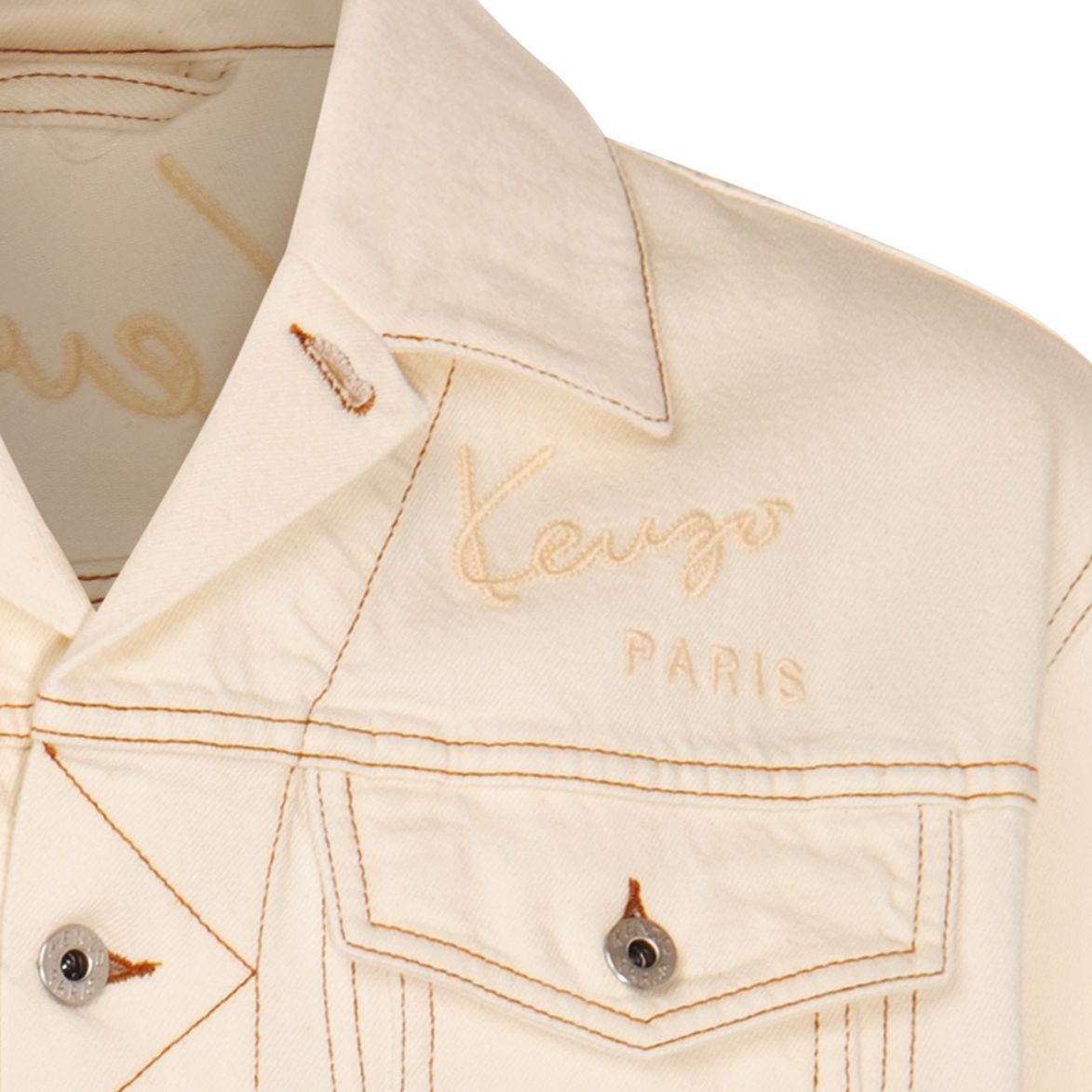 Purchase (Women) KENZO SS24  Beige Monochrome Letter Button-Up Long Sleeve Jacket FE55DV3026W4-WT