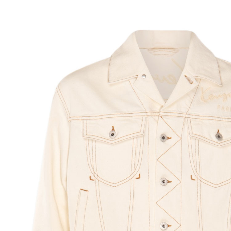Details for (Women) KENZO SS24  Beige Monochrome Letter Button-Up Long Sleeve Jacket FE55DV3026W4-WT