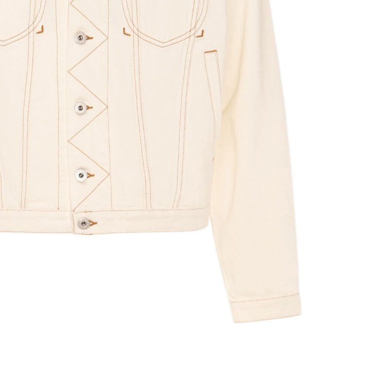 Cheap (Women) KENZO SS24  Beige Monochrome Letter Button-Up Long Sleeve Jacket FE55DV3026W4-WT