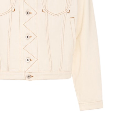 (Women) KENZO SS24 Beige Monochrome Letter Button-Up Long Sleeve Jacket FE55DV3026W4-WT Cheap (Women) KENZO SS24 Beige Monochrome Letter Button-Up Long Sleeve Jacket FE55DV3026W4-WT