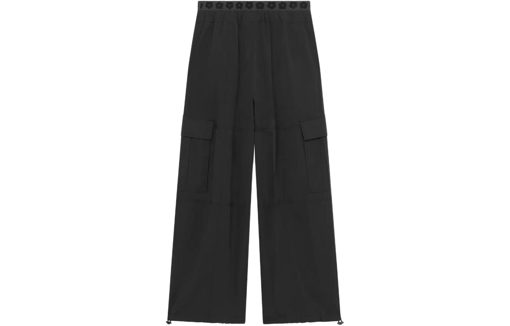 Lookbook (Women) KENZO SS24  Black Elastic Straight Leg Pants with Sakura Pattern. FE52PA0879FI-99